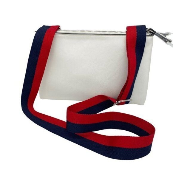 Alfani Miahh Web Strap Womens Crossbody Bag Double Zip Purse - Picture 6 of 12